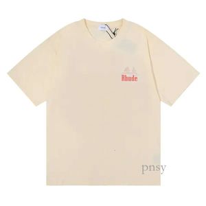 Erkek Rhude Gömlek Tasarımcısı Yaz Moda Kısa Kollu Tees Erkek Gömlek Rhude Europe America Tişört Erkek Kadın Boyun Boyut S-XL Tee Shirt 244