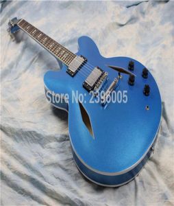 Custom Shop Dave Grohl 335 Metallic Pelham Blue Semi Hollow Body Jazz Electric Guitar Guitarra Double Diamond Holes Split Diamond4786549