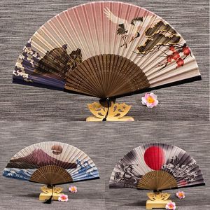 Dekoratif Figürinler 1 PCS Vintage Bambu İpek Katlanır Fan Çin Japon püskül dansı El Ev Dekorasyon Süsleri Zanaat Hediyesi