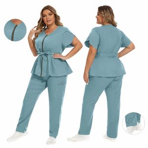 Spa Uniform Womens Manicurist Beauttian Red Work Uniform Högkvalitativ Scrubs Set Dreatoble Health Care Phcy Workwear Suit L9RX#