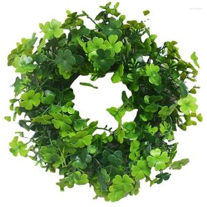 Decorative Flowers Artificial Leaf Garland Round Hanging Leafs Dried Flower For Front Door Outdoor Christmas Wreath Lights