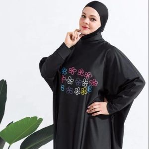 Frauen Muslim Badebekleidung Strandkleidung Siebdruck 3PCS LSLAMIC CLOUMS HIJAB LANGE SCHLEISE Sport Badeanzug Burkinis Badefledermausanzug