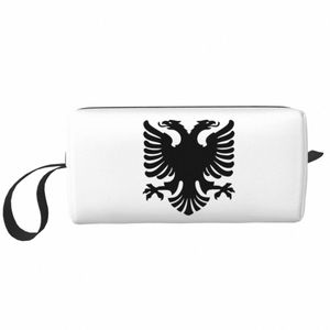 Bandiera dell'Albania Aquila Borsa per il trucco per le donne Viaggio Cosmetic Organizer Borse da toilette per riporre l'orgoglio albanese carino 38sn #