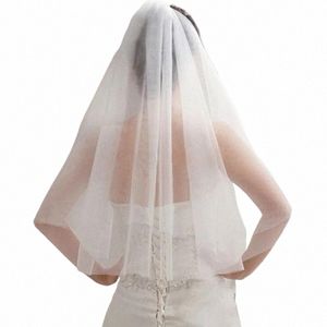 Fible White Ivory Short Bridal Veils Billiga bröllop Accores Velo de Novia Casamento Soft Tulle Wedding Veil Y37L#