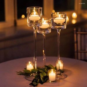 キャンドルホルダー3PCS/セットガラスホルダーバーカップティーライトホームテーブルパーティーリビングルームの結婚式の装飾用