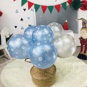 Party Decoration 10st/Lot 12 tum snöflinga tryckt latex Ballong Blue Grey Happy Christmas Födelsedag för barnleksaker 7d