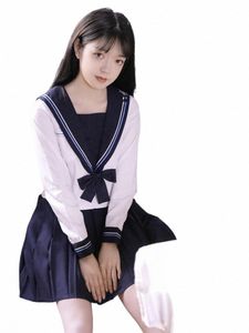 jk Uniforme de duas cores floco de neve bordado Navy Sailor Suit Busin Attire Uniforme escolar uniforme escolar japonês camisa de marinheiro T9IR #