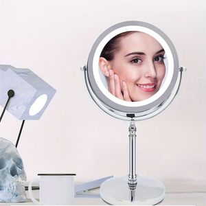 1pc Makeup Double-sided 10X Magnifying Mirror, 7 Inch LED Vanity Gift, Desktop 360° Rotating Mirror