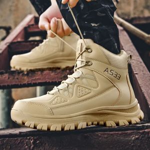 QZHSMY Men Tactical Boots Army Boots Classics Style Men Hiking Shoes Lace Up Men Sneakers Outdoor Jogging Trekking Sport Boots