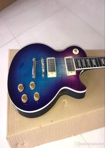 Nuovo arrivo Blueberry LP chitarra elettrica personalizzata standard con top in acero fiammato con hardware cromato Può essere personalizzato guitarra7284105