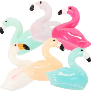 Trädgårdsdekorationer 10 st Micro Landscape Decorative Pot Wedding Flamingo Mini Flamingos Animal Figures Harts Cake Plastic Plastic