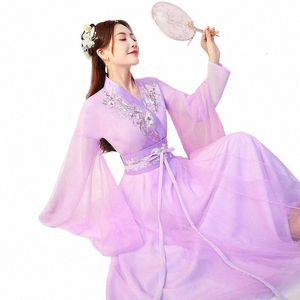 Женщины Китайский Hanfu Традиционный Танцевальный Костюм Костюм Han Princ Одежда Восточная Династия Тан Фея Dres H9HQ #