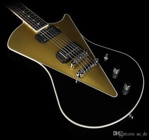 Custom Music Man Ernie Ball Armada Gold Schwarz Undurchsichtige E-Gitarre, gebogene Dreieck-Inlays, Mahagoni-Korpus mit gemasertem Ahorn, Quote 5554406