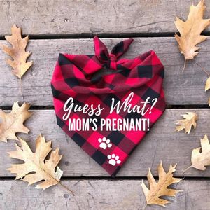 Personel personalize data zgadnij co? Mama jest w ciąży !! Red Plaid Pet Bandana ciąża Ogłoszenie Baby to Family