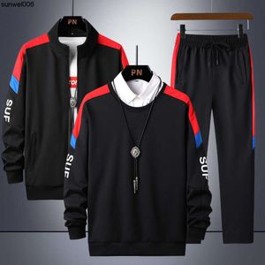 Spring and Autumn Oversize Sweater Mens Trendy Fat Fatty Casual Sports Set Loose Plus Size Handsome Three Piece