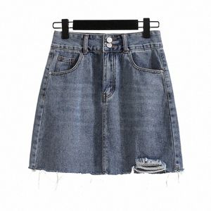 Plus Größe L-5XL Y2K Denim Blau A-linie Rock Für Frauen Hohe Taille 2023 Sommer Sexy Quaste Mini Jean Röcke weibliche Große Kleidung H3RY #