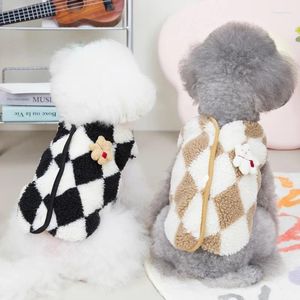 Hundkläder Back Button Pet Cat Clothing Teddy Little Vest Cardigan Autumn and Winter Warm Lamb tröja