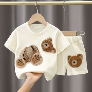 Babykläder sommar tunn söt bomullsuppsättning för baby pojkar och flickas sommarklänning