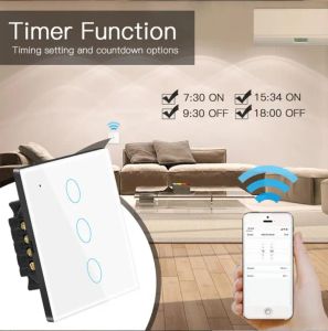 Tuya Smart Wi -Fi Light Switch Touch Eu Switch Smart Life пульт дистанционного управления работает с Alexa Google Home Yandex Alice нужен нейтральный