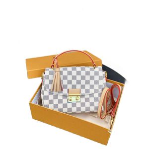 Designer White Checkered torebka z frędzlami, stylowe torby na crossbody, mini torba, torebka z wieloma postochettami