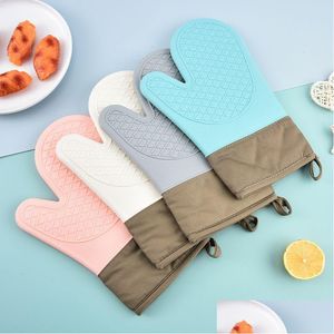 Oven Mitts Sile Insated Gloves Microwave Anti-Scalding Bakeware Resistant Baking Tools Kitchen Accessories Yfa1886 Drop Delivery Home Ot0Rz