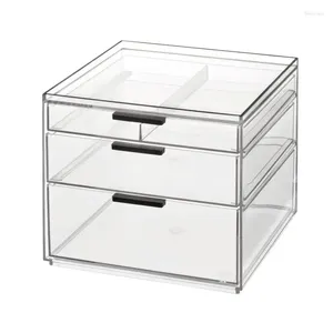 Aufbewahrungsboxen, transparentes Schreibtisch-Organisationsset mit 3 Schubladen und hohem Schreibtisch