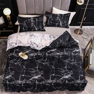 Black and White Color Bed Linens Marble Reactive Printed Duvet Cover Set for Home housse de couette Bedding Set Queen Bedclothes L301F