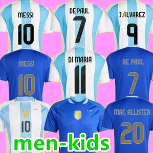 Messi Argentina Soccer Jersey 2024 2025 Copa America Cup Camisetas Kids Kit 2025 National Feeld 24 25 Home Away Football Shirt Player Version Di Maria Lautaro Martinez