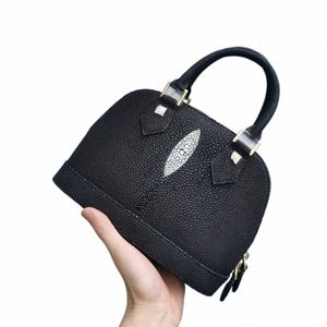 2023 New Designer Pearl Fish Skin Women Handbag Fi Genuine Stingray Skin Lady Bag High Grade Large Capacity Shell Bag 45 P63T#