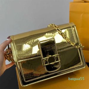 Дизайнерская сумка Золото-серебро из лакированной кожи Цепочка через плечо Женская дизайнерская роскошная сумка Дизайнерская сумка-клатч