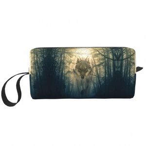 Wolf Walking Cosmetic Bag Women Fi wielka pojemność makijaż w obudowie kosmetyczne magazynowe torby toaletowe L9YM#