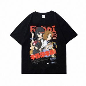 Японское аниме Kill la Kill Футболка с графическим принтом Fi Vintage Плюс Размер Cott Crew Neck Футболка с коротким рукавом Женщины Мужчины d79x #