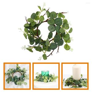 Decorative Flowers Eucalyptus Wreath Artificial Leaves Wreaths Rings For Spring Small Taper Tabletop Candles