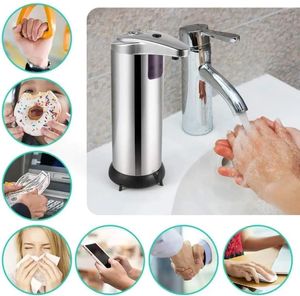 Sıvı Sabun Dispenser 250ml İndüksiyon El dezenfektan Paslanmaz Çelik Akıllı Sensör Ev Mutfak Banyosu için Otomatik