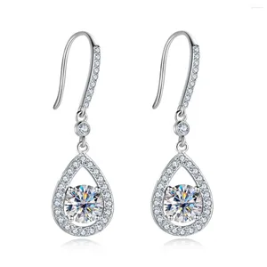 Stud Earrings Luxury S925 Sterling Silver Platinum D Color 2Ct Moissanite Diamond Water Drop-shaped Ear Hooks For Women Party Wedding