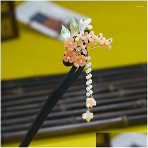 Hair Clips Barrettes Headwear Exquisite Beaded Hairpin Bamboo With Ancient Style Accessories Drop Delivery Jewelry Hairjewelry Otk74