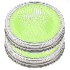 Dinnerware 2 Pcs With Hole Mason Jar Lids Filter Foam Play Mat Stainless Steel Bean Sprouts Grow Kit