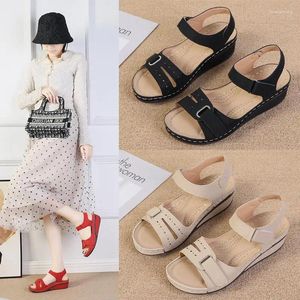 Casual Shoes Large Size 2024 Sandals Clogs With Heel Comfort For Women Suit Female Beige Big Fashion Thick Velvet Black Girls Wedg
