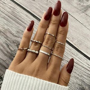 Cluster Rings Punk Metal Twist Circle Joint Ring Set Women's Retro Silver Color Geometric Finger Fashion Jewelry Gift
