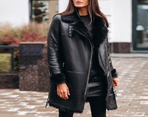 Women039S Fur Faux Women Winter Fashion Warm Pu Leather Jacket Fake Coats 2021 Black Long Coat Office Street Zipper PunkGoth2732768