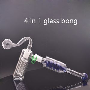 Großhandel Hammer Glas Ölbrenner Bong 6 Arm Perc Perkolator Bubbler Wasser PPE Griff Rauchpfeifen 14mm Gelenk 4 in1 Dab Rig mit männlichem Ölrohr und Schüssel