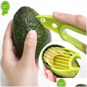 Utensili per frutta e verdura Nuovo 3 in 1 Affettatrice per avocado Corer per burro di karitè Pelapatate Pp Separatore Coltello in plastica Gadget da cucina Tly002 Drop Otmrp