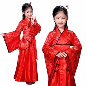 traditial Chinese Li Dance Costume Folk Dance Costume Hanfu Dr for Girl Kids Children Girls Li Dance China Clothing w3VG#