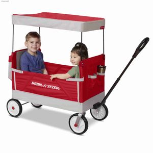 Camp Furniture Radio Flyer Family Wagon with Canopy Folding Wagon Light Gray and Red YQ240330