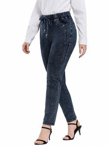 lih hua women's plus size jeans秋のシックなエレガントなジーンズのためのコットニットジーンズi23d＃