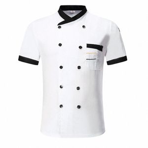 2024 vendita calda unisex ristorante cucina chef uniforme camicia maniche corte / Lg giacca da cuoco abiti da lavoro o21I #