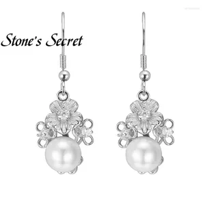 Dangle Earrings 925 Sterling Silver Pearl For Women Real Fine Jewelry Party Wedding Flower