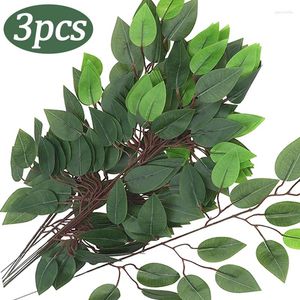 Flores decorativas 1/3pcs folhas artificiais buquê falso salgueiro selva cenário de casamento decoração de natal falso verde videira planta vaso de casa