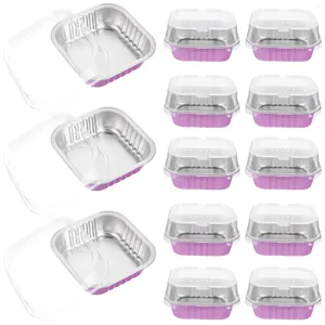 Ta ut containrar 20 uppsättningar aluminiumfolie tårta box bakpanna folier mat container mini stativ cup paket cupcake leveranser muffin omslag