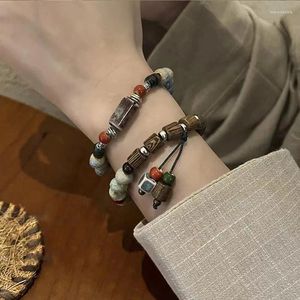 Bracciale con frange di perline di legno di ceramica polimerica vintage, adatto per le donne da indossare gioielli regalo quotidiano per le vacanze